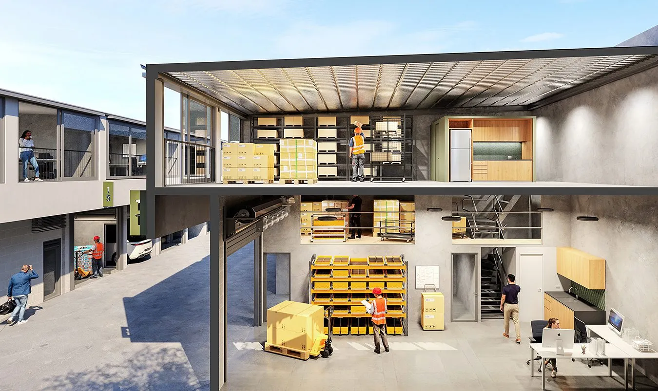 Cutaway render of a Boronia warehouse